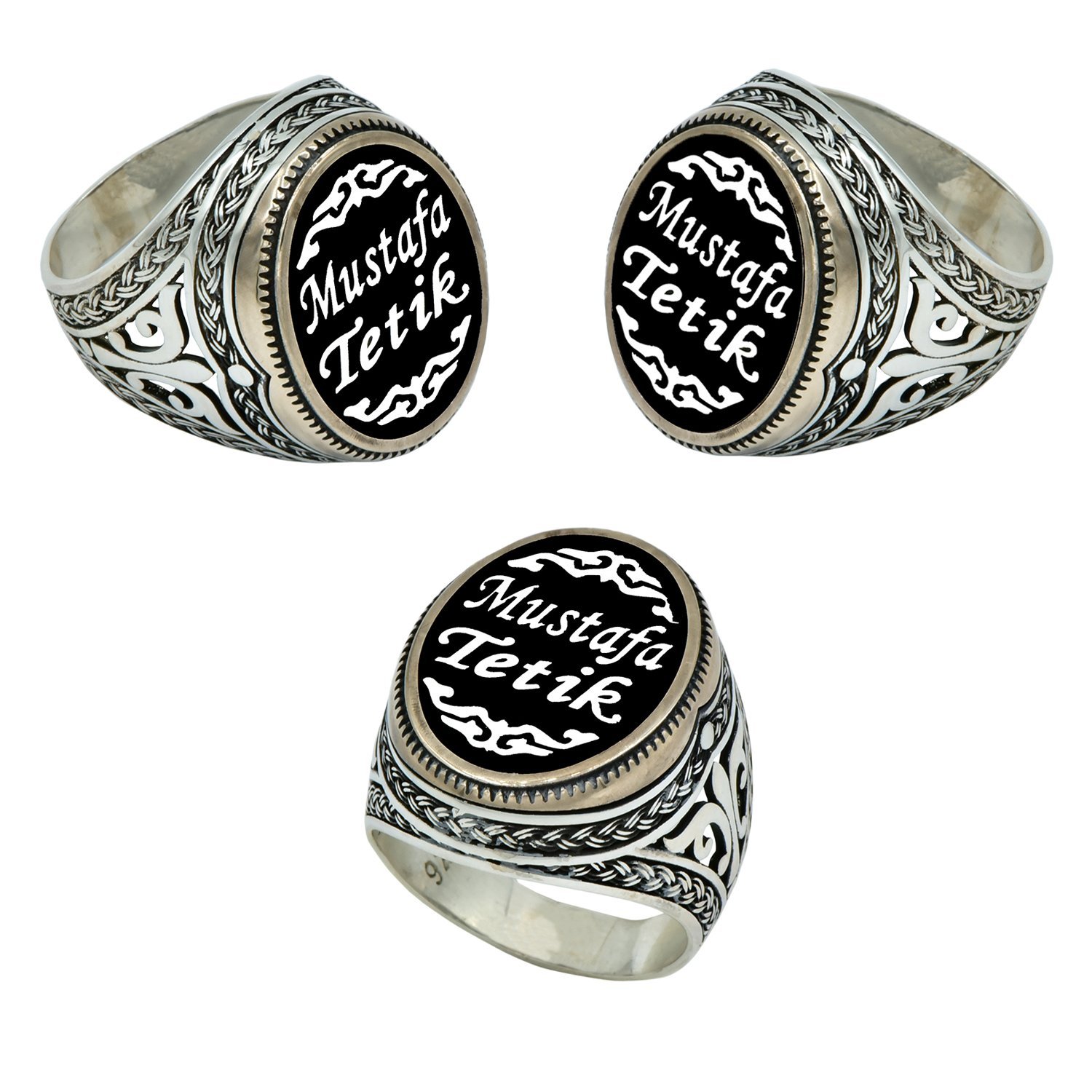 Gümüş Mineli İsimli Erkek Yüzük