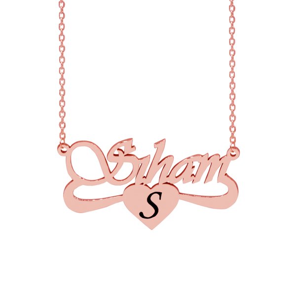 Gümüş Altı Desenli Kalpli İsimli Kolye