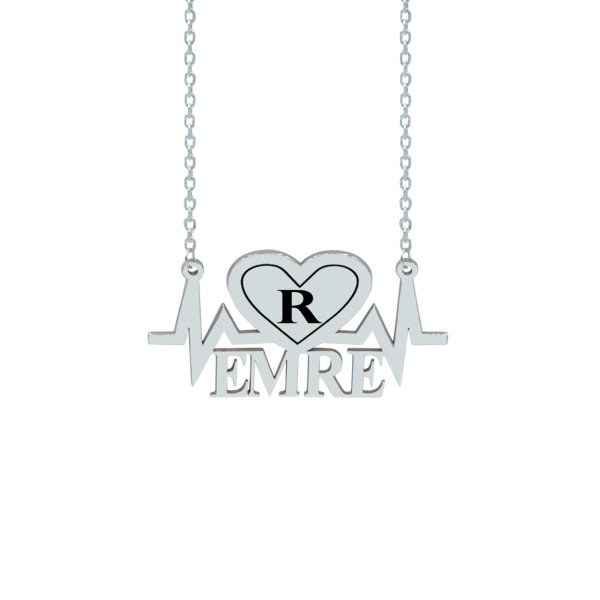 Gümüş Kalp Ritimli İsimli Harfli Kolye