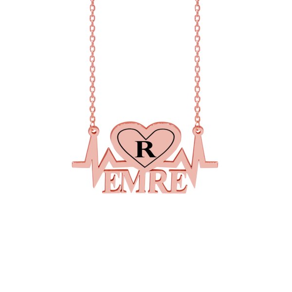 Gümüş Kalp Ritimli İsimli Harfli Kolye