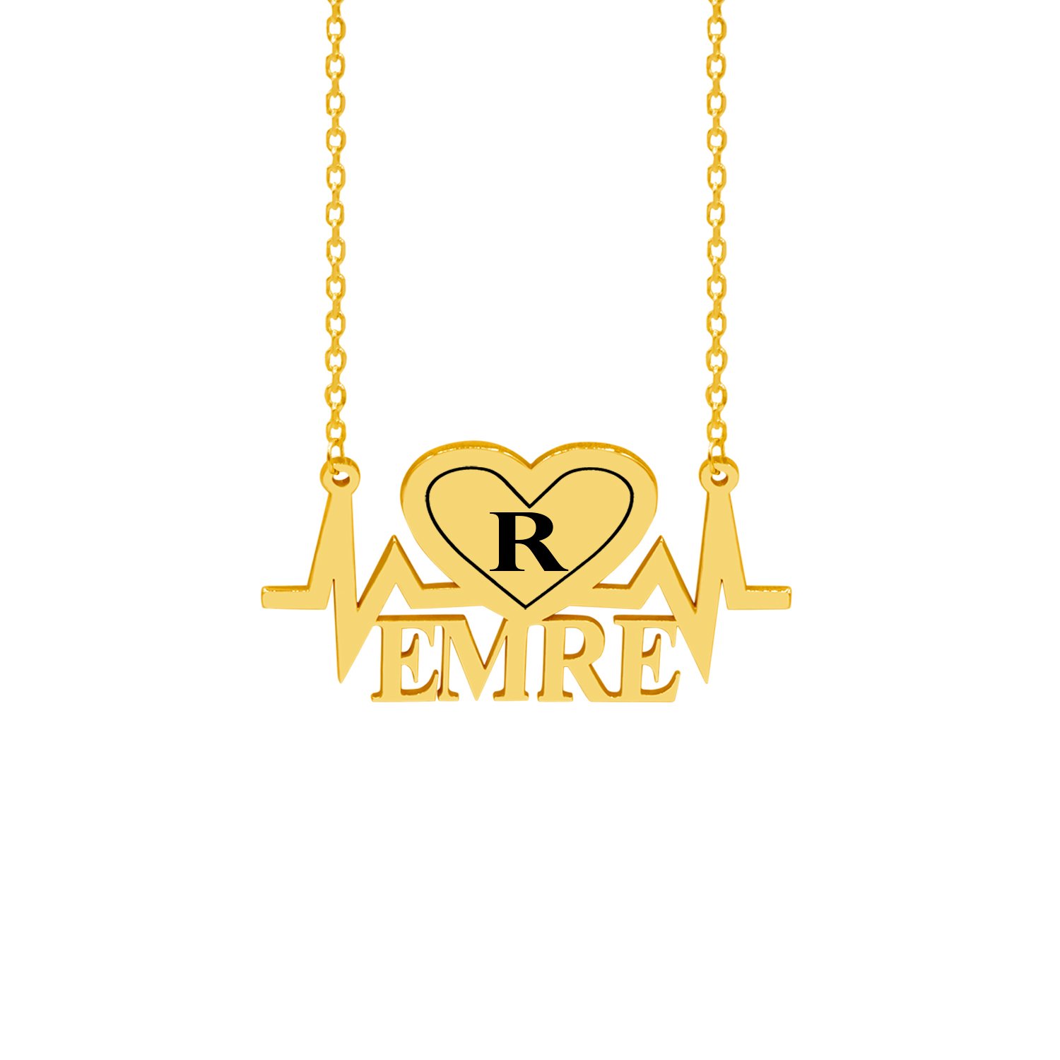 Gümüş Kalp Ritimli İsimli Harfli Kolye