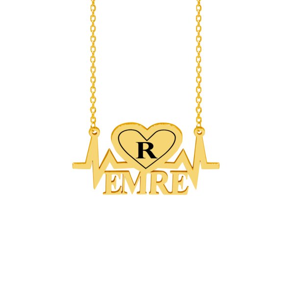 Gümüş Kalp Ritimli İsimli Harfli Kolye