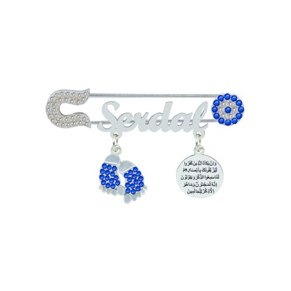 Gümüş Nazar Dualı Patikli Bebek İsimli Çatal İğne