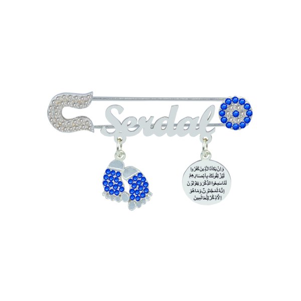 Gümüş Nazar Dualı Patikli Bebek İsimli Çatal İğne