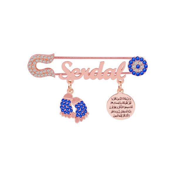 Gümüş Nazar Dualı Patikli Bebek İsimli Çatal İğne