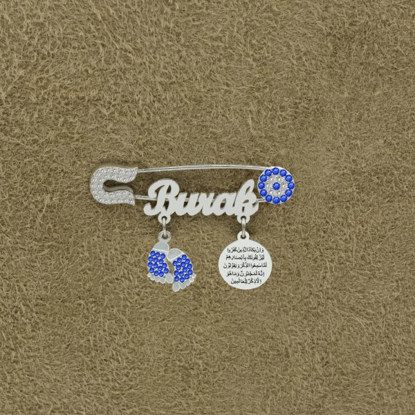 Gümüş Nazar Dualı Patikli Bebek İsimli Çatal İğne