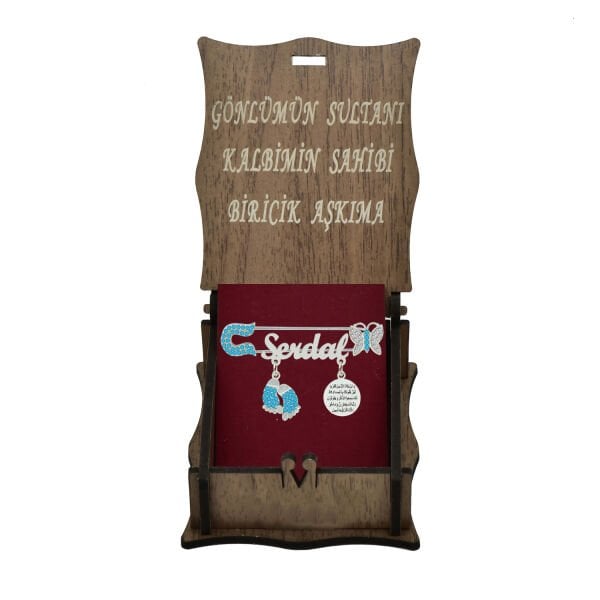 Gümüş Nazar Dualı Kelebekli Çocuk İsimli İğnelik