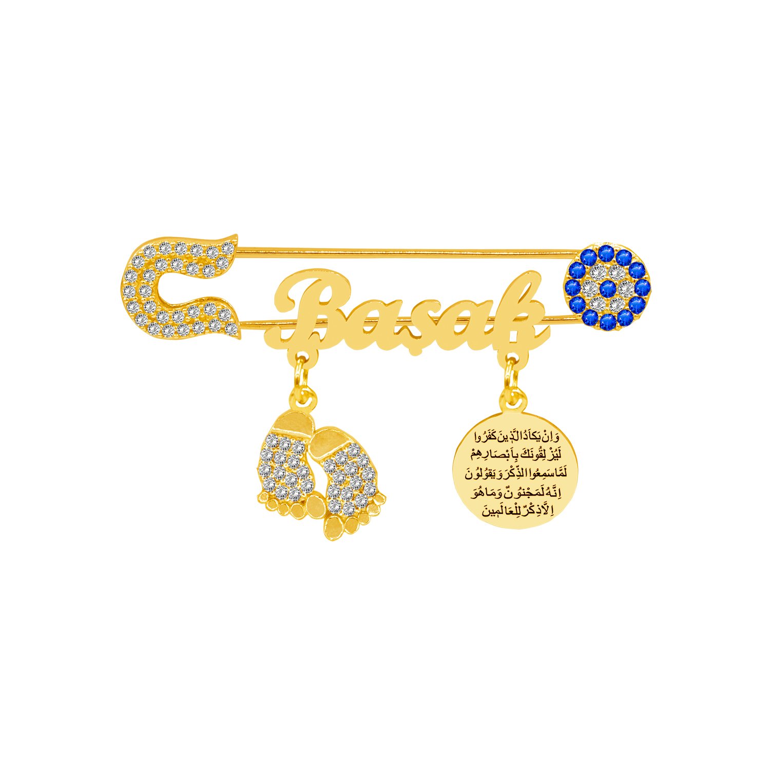 Gümüş Nazar Dualı Patikli Bebek İsimli Çatal İğne