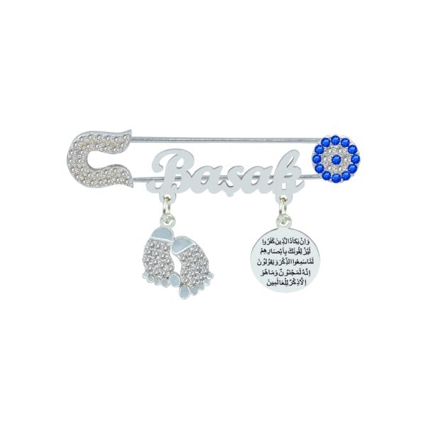 Gümüş Nazar Dualı Patikli Bebek İsimli Çatal İğne