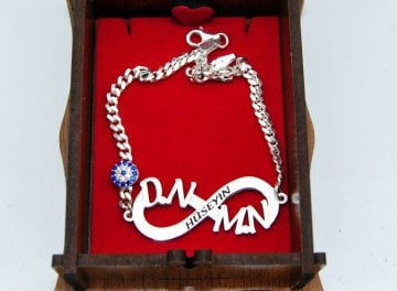 Gümüş Nazar Boncuklu Sonsuzluk İsimli Bileklik