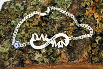 Gümüş Nazar Boncuklu Sonsuzluk İsimli Bileklik