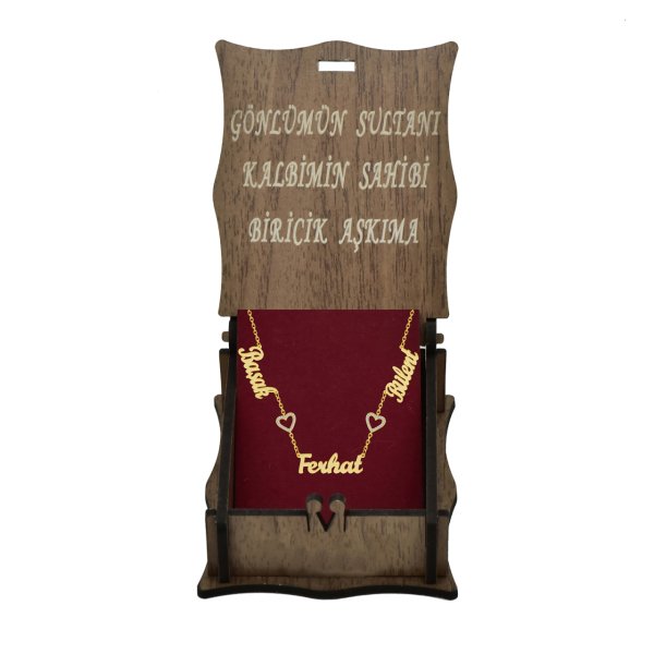 Gümüş Kalpli 3 İsimli Aile Kolyesi