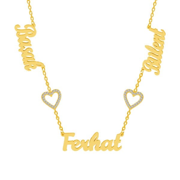 Gümüş Kalpli 3 İsimli Aile Kolyesi