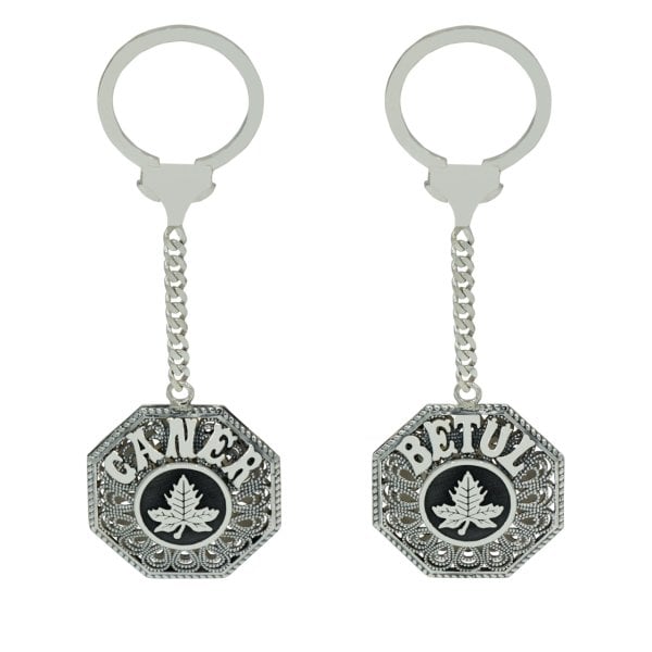 Gümüş Yaprak Desenli Telkari İsimli Anahtarlık