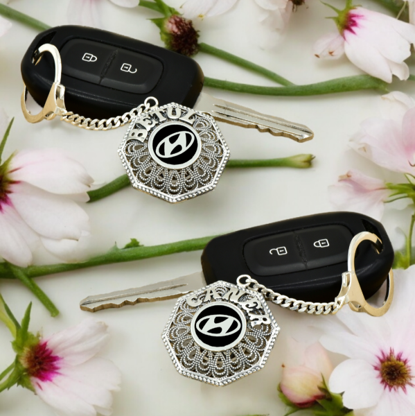 Gümüş Hyundai Armalı Telkari İsimli Anahtarlık