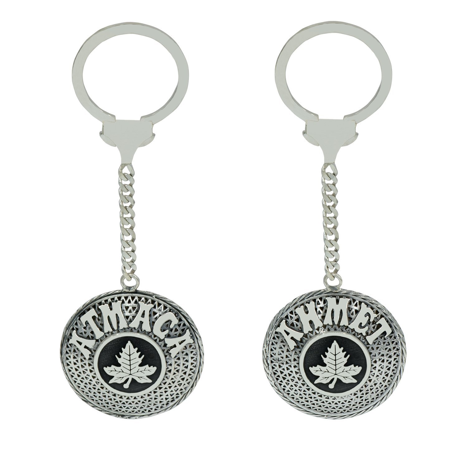 Gümüş Yaprak Figürlü Telkari İsimli Anahtarlık