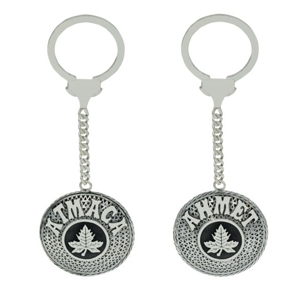 Gümüş Yaprak Figürlü Telkari İsimli Anahtarlık