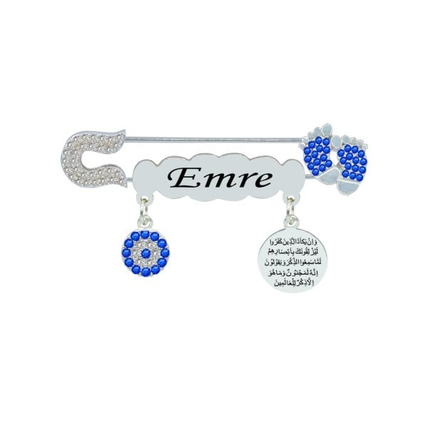 Gümüş Nazar Boncuklu İsimli Bebek İğnesi