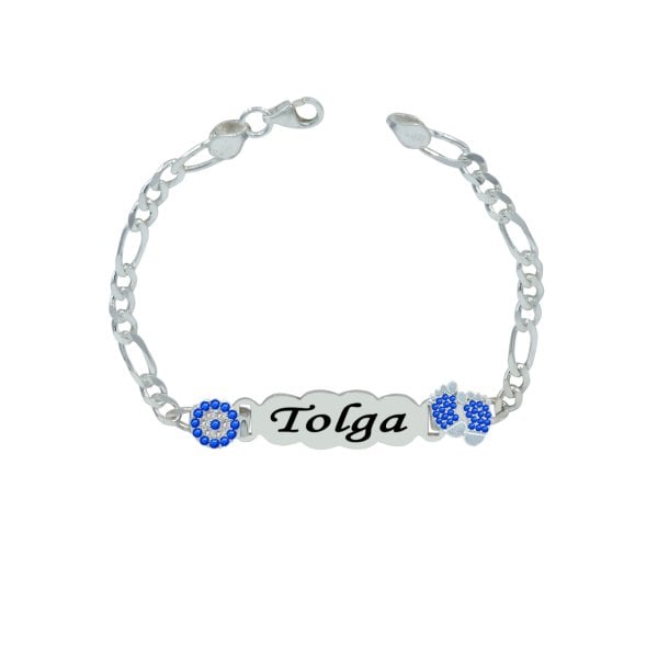 Gümüş Nazar Boncuklu İsimli Bebek Bileklik