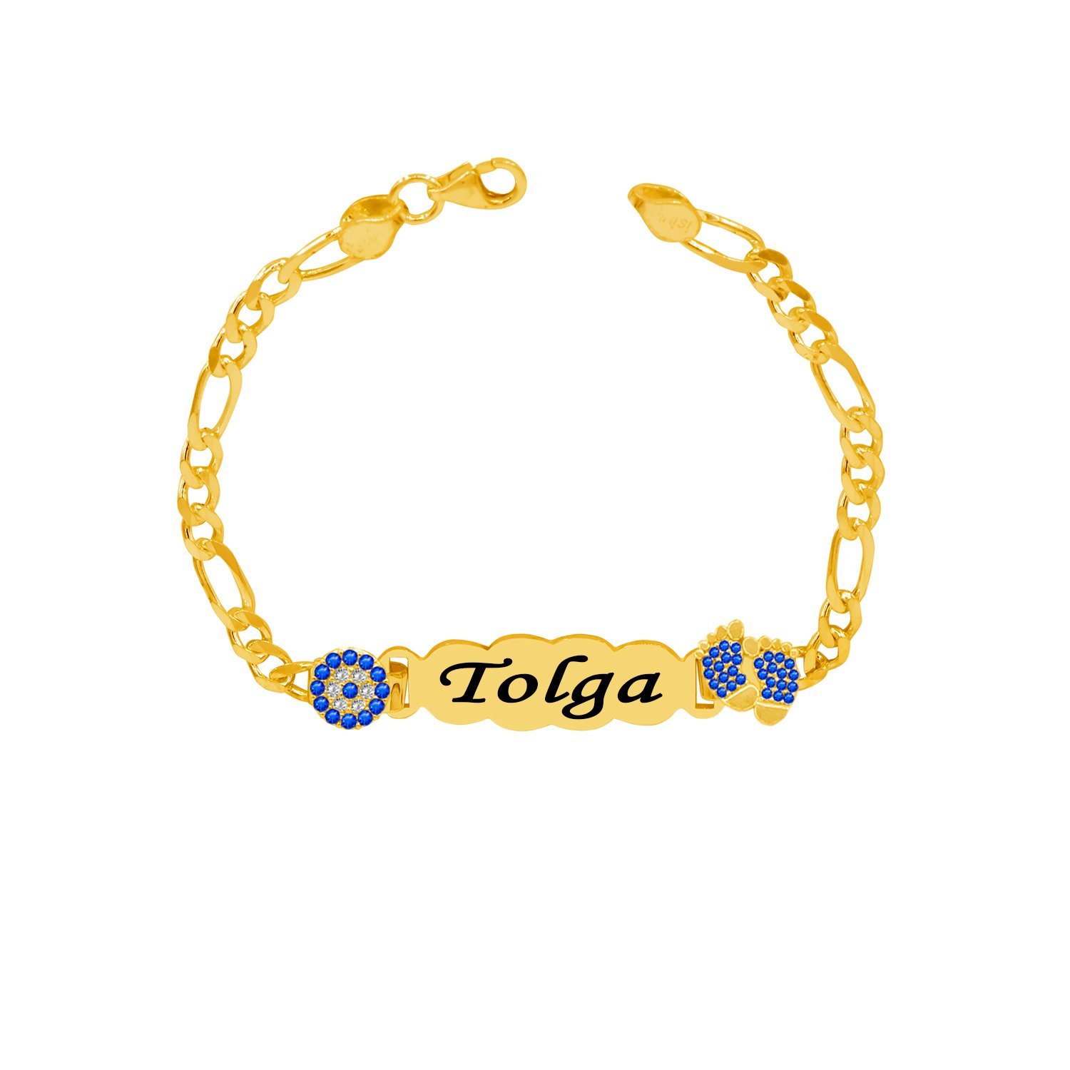 Gümüş Nazar Boncuklu İsimli Bebek Bileklik