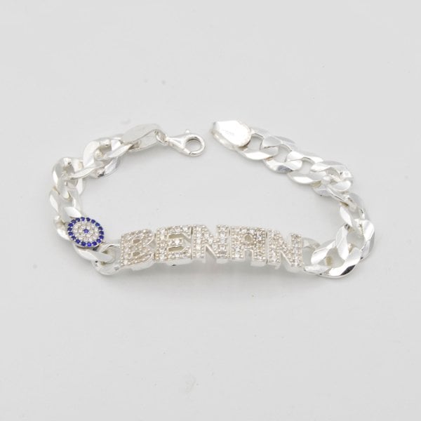 Gümüş Taşlı Oynak Harfli İsimli Bileklik