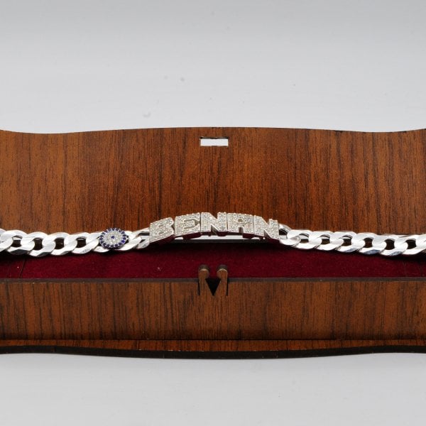 Gümüş Taşlı Oynak Harfli İsimli Bileklik