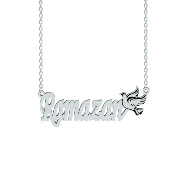 Gümüş Kuş Figürlü İsimli Kolye