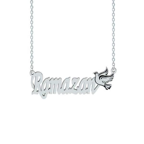 Gümüş Kuş Figürlü İsimli Kolye