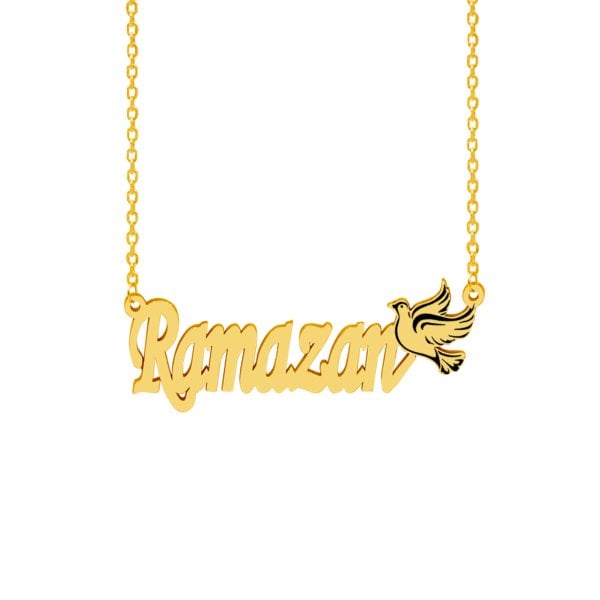 Gümüş Kuş Figürlü İsimli Kolye