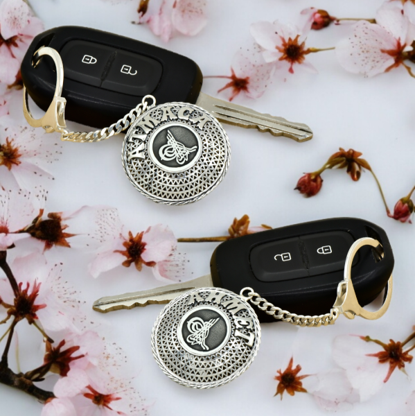 Gümüş Tuğralı Telkari İsimli Anahtarlık