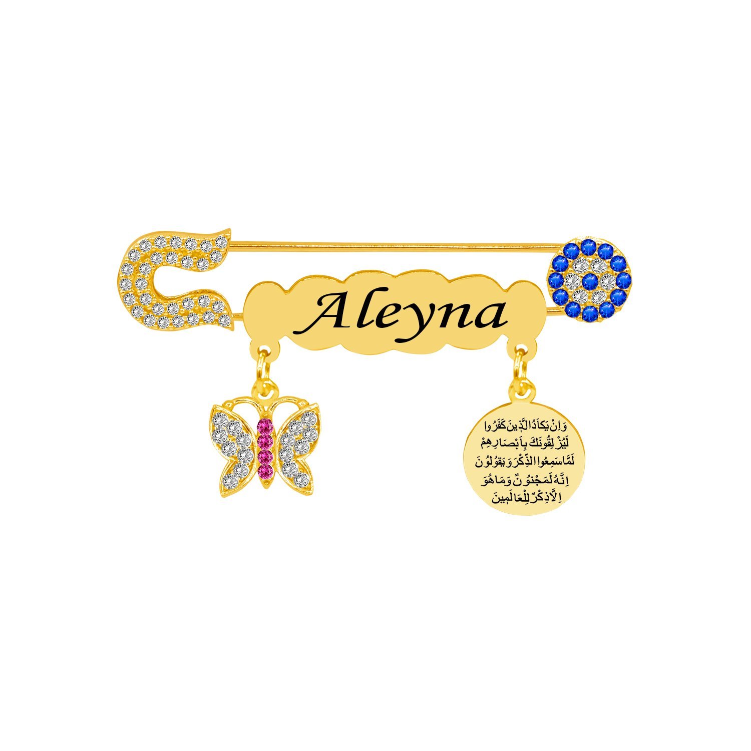 Gümüş Kelebekli İsimli Kız Bebek İğnesi