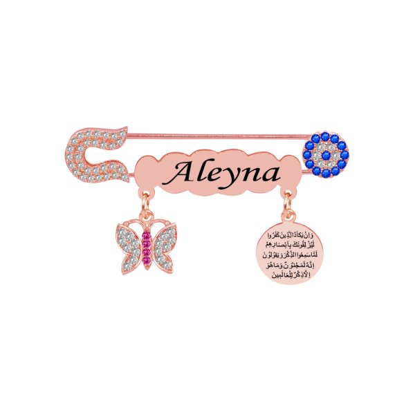 Gümüş Kelebekli İsimli Kız Bebek İğnesi