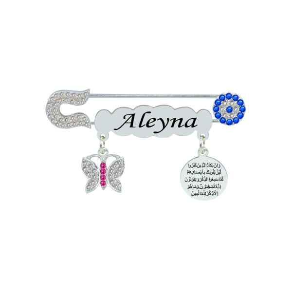 Gümüş Kelebekli İsimli Kız Bebek İğnesi