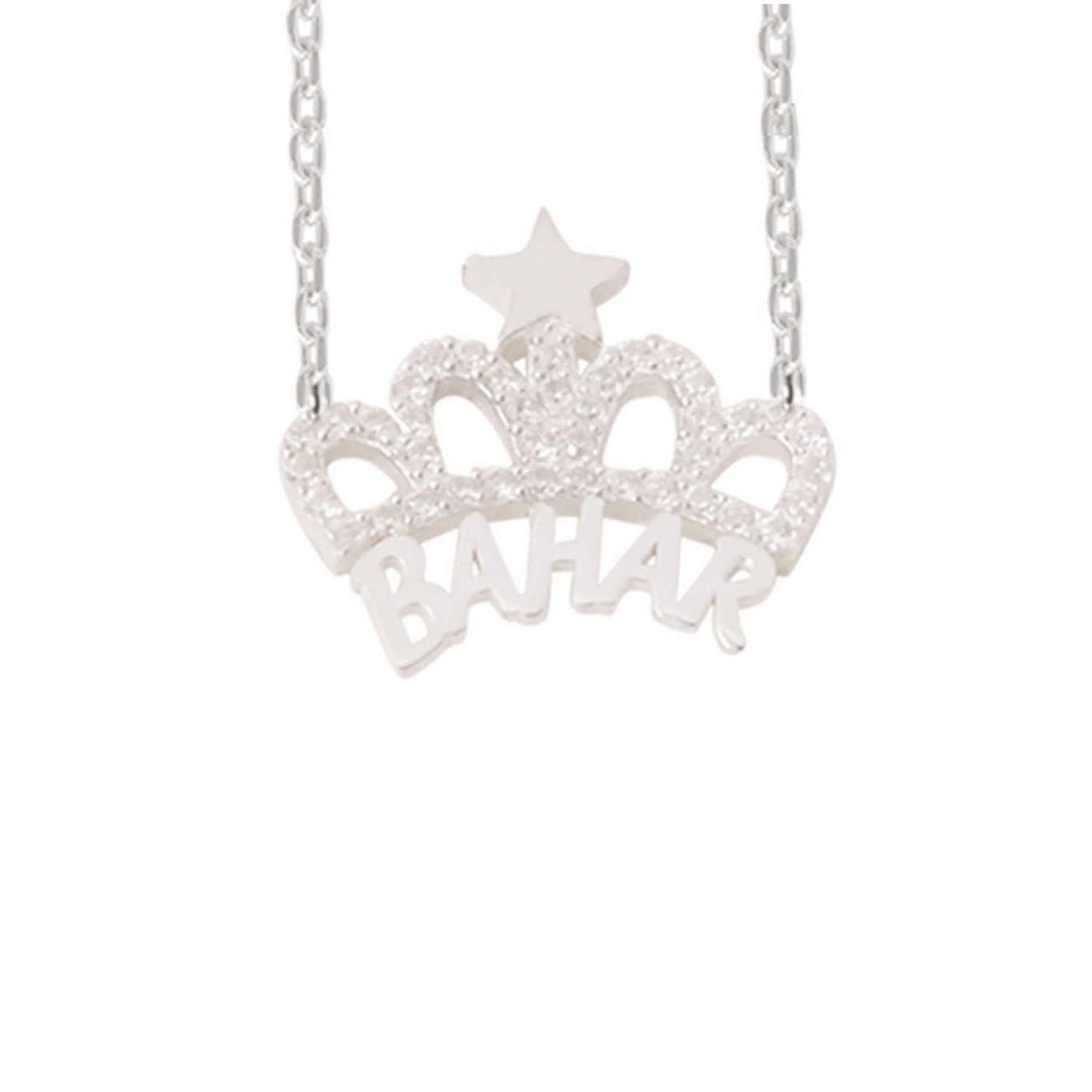 Gümüş Özel Tasarım Taşlı Taç İsimli Kolye