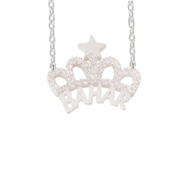 Gümüş Özel Tasarım Taşlı Taç İsimli Kolye