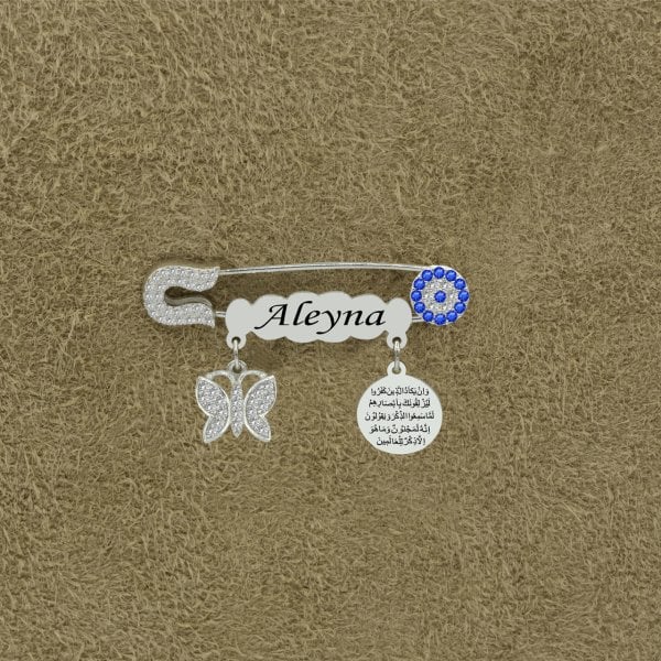 Gümüş Nazarlı İsimli Bebek İğnesi
