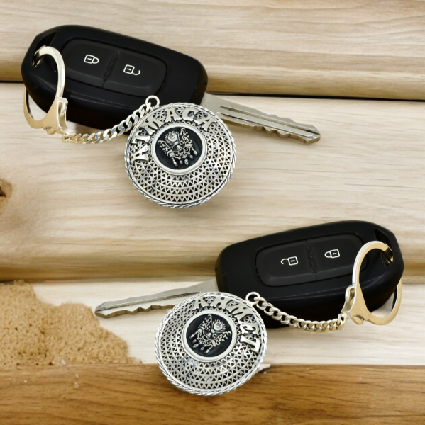 Gümüş Osmanlı Devlet Armalı Telkari İsimli Anahtarlık