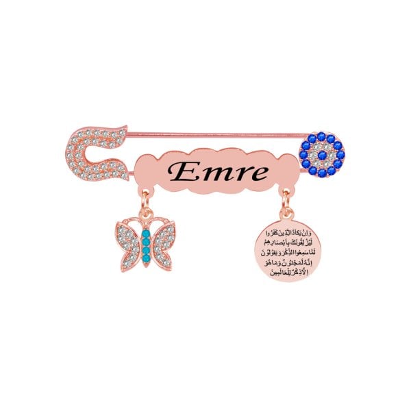 Gümüş Kelebekli İsimli Bebek İğnesi