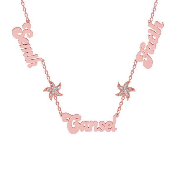 Gümüş Deniz Yıldızı 3 İsimli Aile Kolyesi