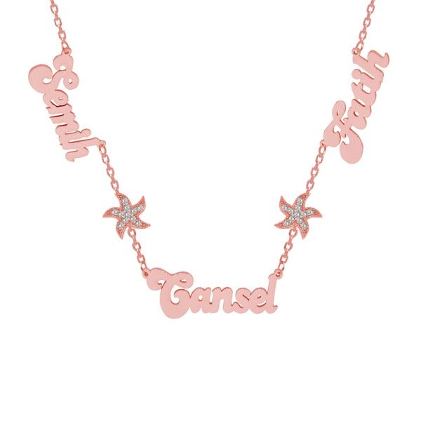 Gümüş Deniz Yıldızı 3 İsimli Aile Kolyesi