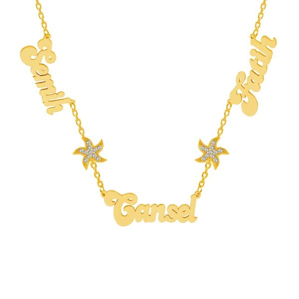 Gümüş Deniz Yıldızı 3 İsimli Aile Kolyesi