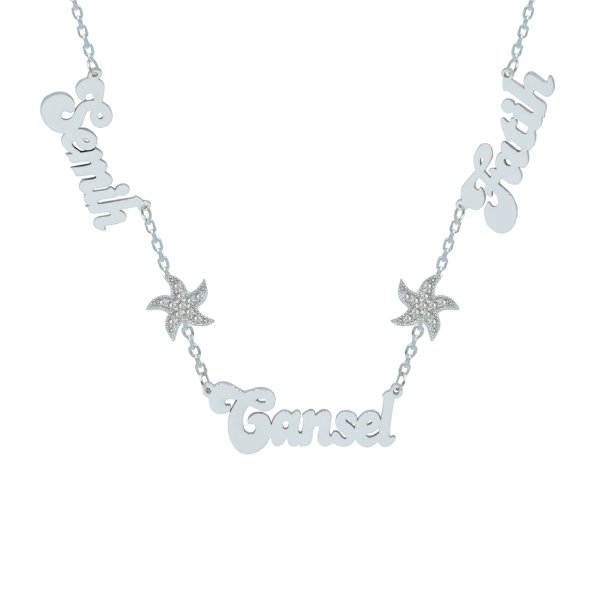 Gümüş Deniz Yıldızı 3 İsimli Aile Kolyesi