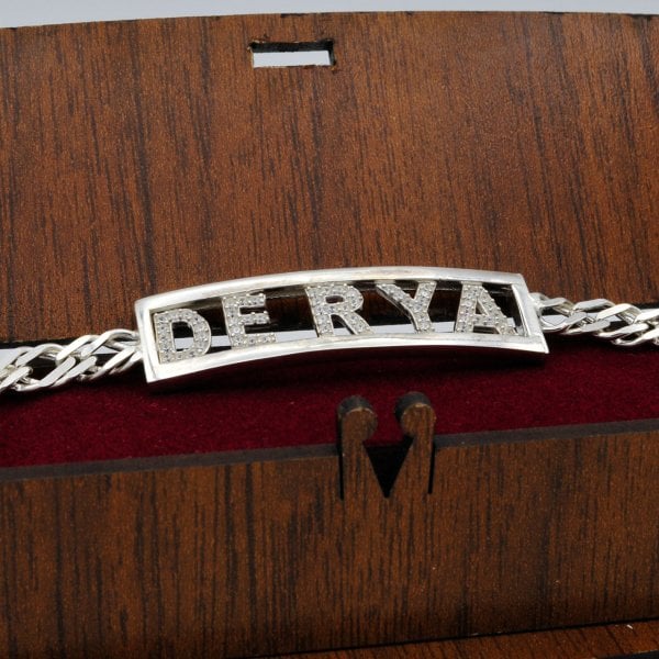 Gümüş Sürgülü Taşsız İsimli Bileklik