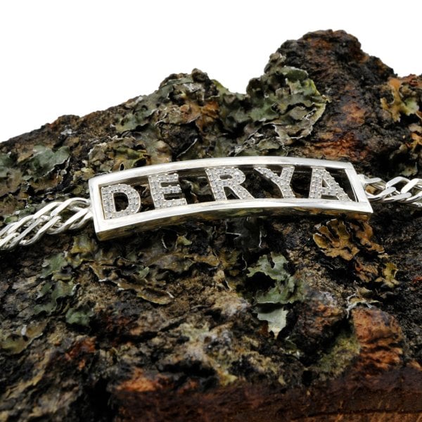 Gümüş Sürgülü Taşsız İsimli Bileklik