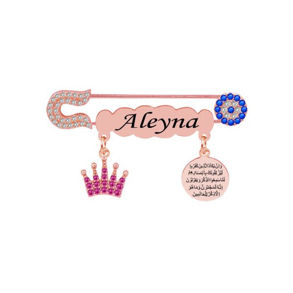 Gümüş Taçlı İsimli Bebek İğnesi