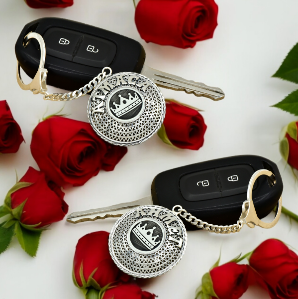 Gümüş Kral Taçlı Telkari İsimli Anahtarlık