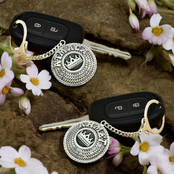 Gümüş Kral Taçlı Telkari İsimli Anahtarlık