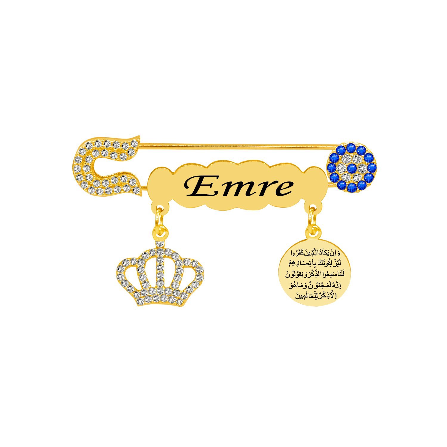 Gümüş Nazarlık İsimli Bebek Yaka İğnesi