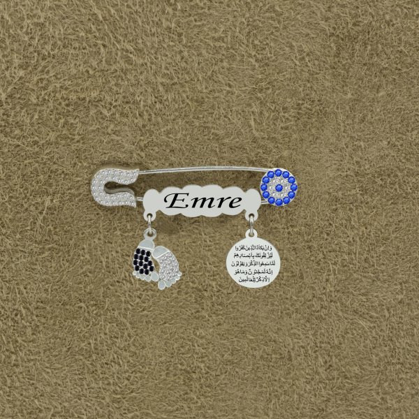 Gümüş Nazarlık İsimli Bebek Çatal İğnesi