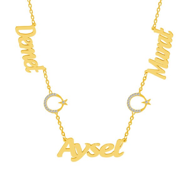 Gümüş Ayyıldızlı 3 İsimli Aile Kolyesi